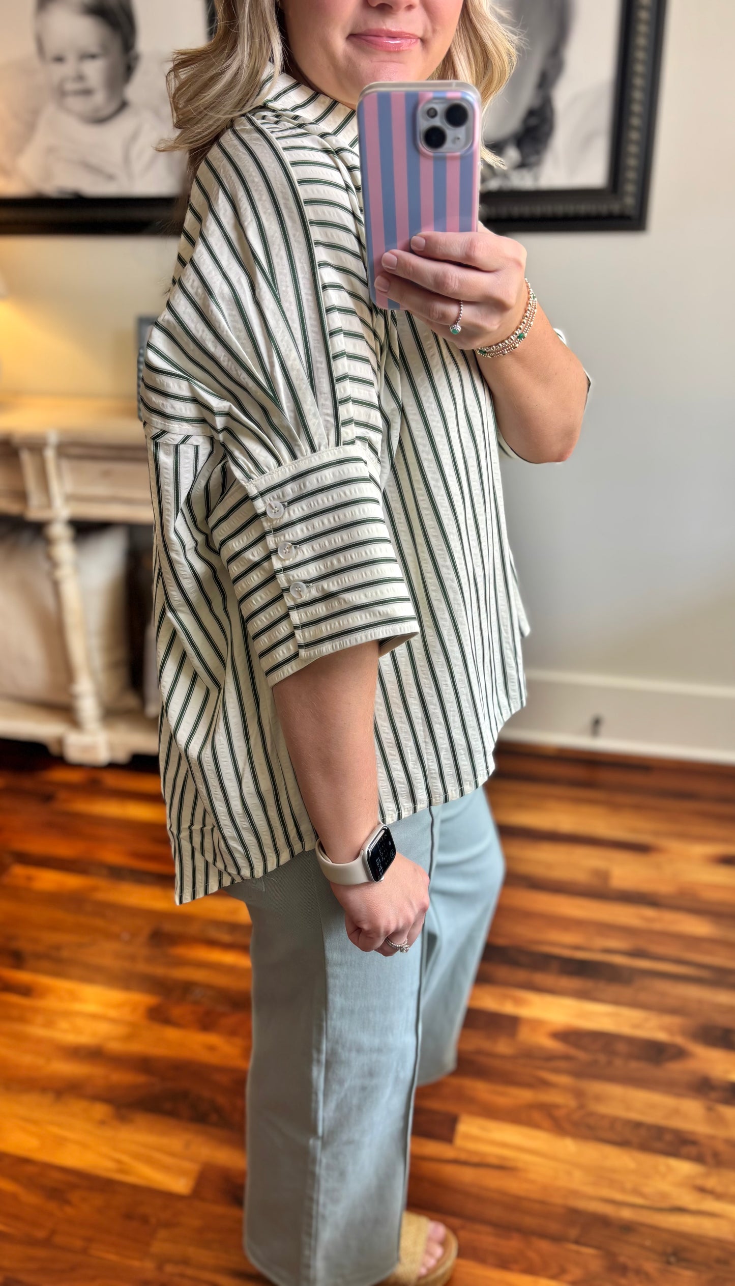 The Lilly Striped Top - Sage