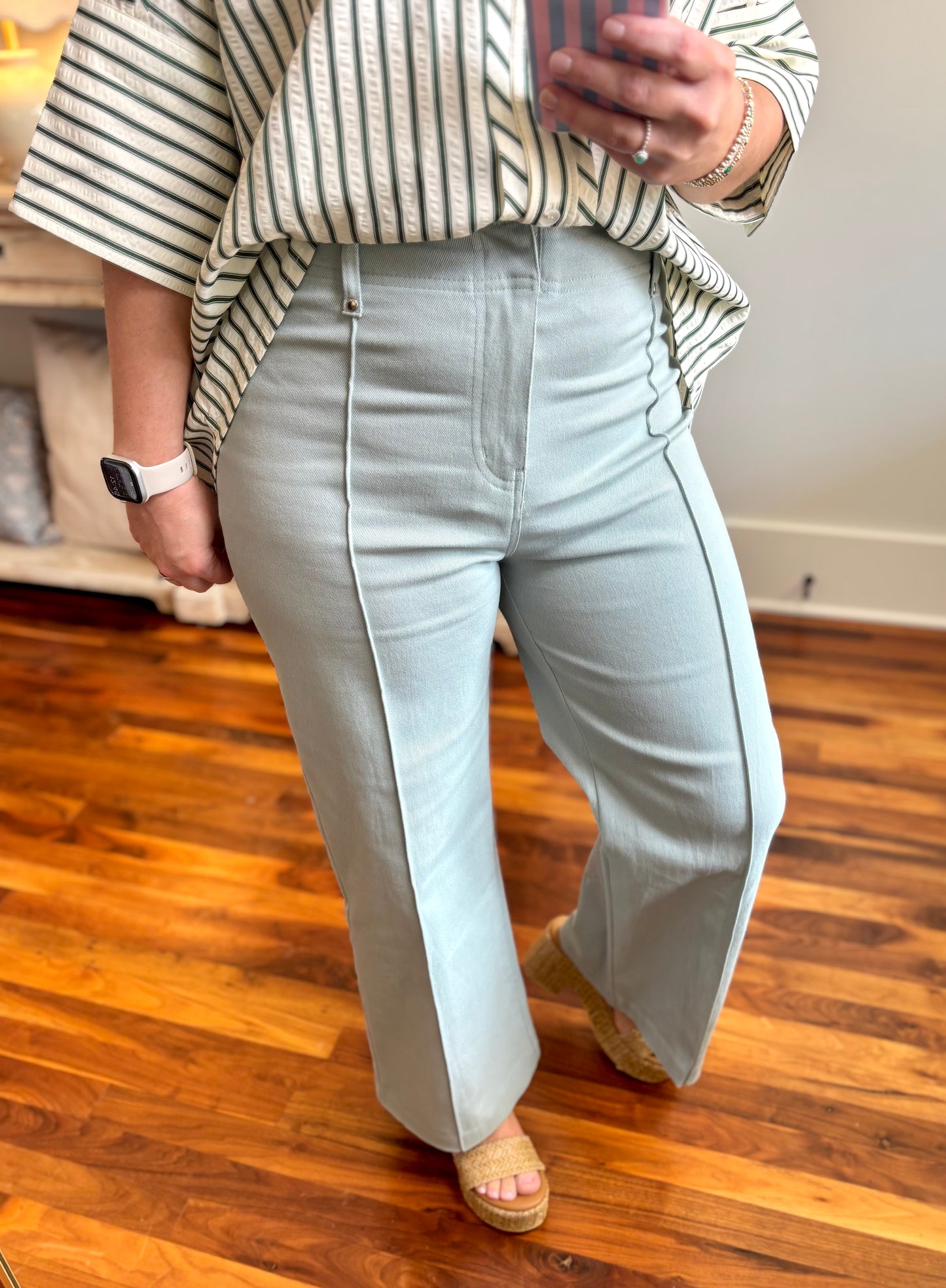 The Laura Pin Tuck Pant - Sage