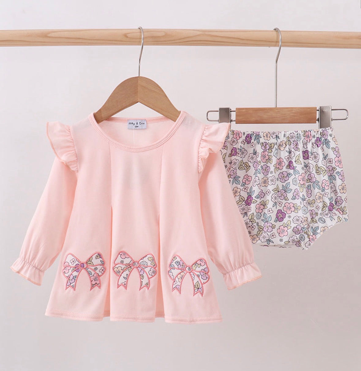 Girls Pink Bow Bloomer Set