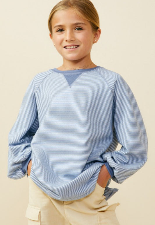 Tween Blue Striped Top