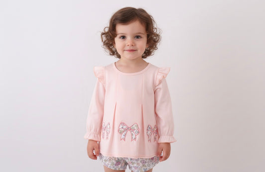 Girls Pink Bow Bloomer Set